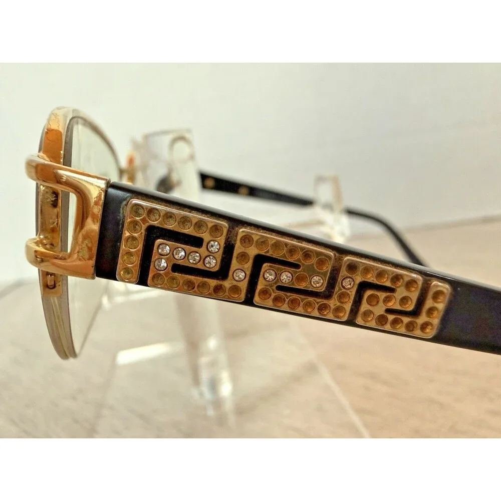 Versace MOD 1215-B 1002 Eyeglasses Half Rim Black Gold Italy 53-16-135 Luxottica